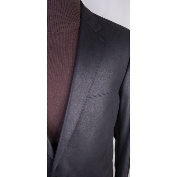 Coppley Faux Leather Black GRANDY Sport Coat Jacket Blazer Sz 46R Two Button EUC - Picture 4 of 13